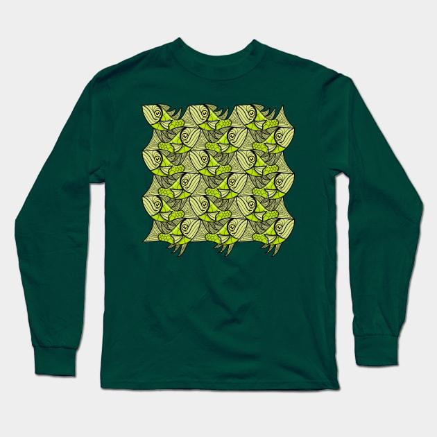 Escher fish pattern XII Long Sleeve T-Shirt by Maxsomma